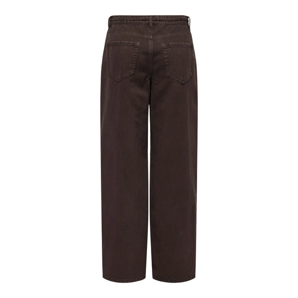 Only Gianna Mid Tie Waist Barrel Leg Jeans In Dark Brown