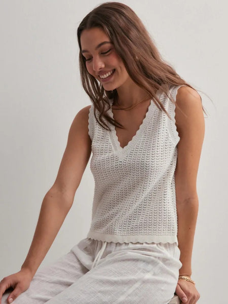 Pieces Reversible Vneck Sleeveless Knit Top