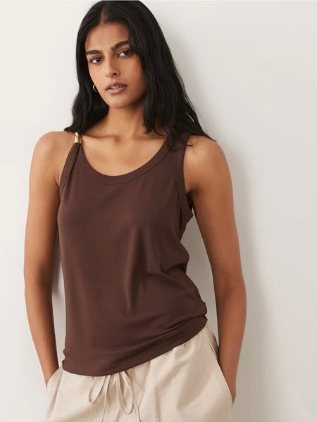 JDY Buckle Detail Jersey Vest Top In Brown