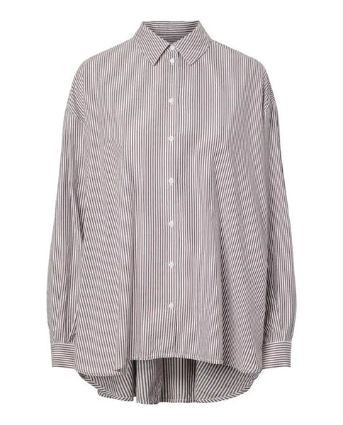 Pieces Oversized Longline Pinstripe Bow Back Shirt