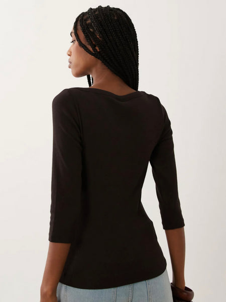 JDY Boatneck 3/4 Sleeve Top In Brown