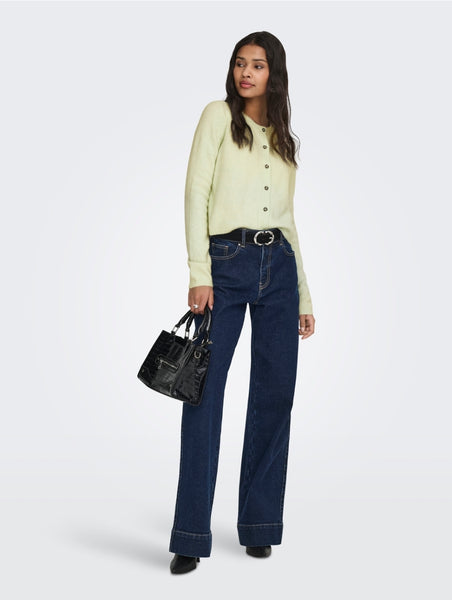 JDY Chloe Crew Neck Cardigan In Lime