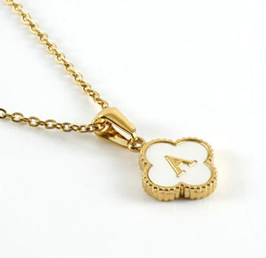 Gold Clover Initial Necklace