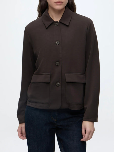 VM Lightweight Button Front Jacket In Chocolate Brown - Part of a Cord Set