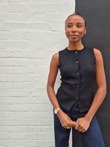 JDY Sleeveless Knit Waistcoat in Black