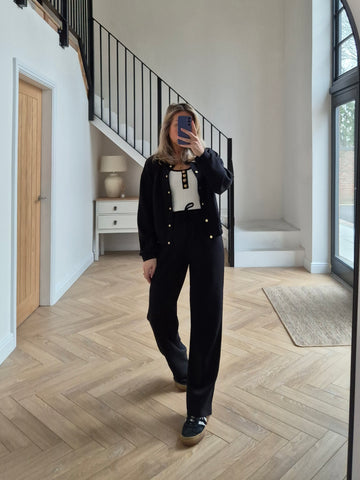 Pieces Relaxed Bomber & Jogger Co-ord in Black