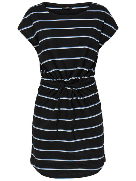 Only Black Pinstripe Short Sleeve Tshirt Dress