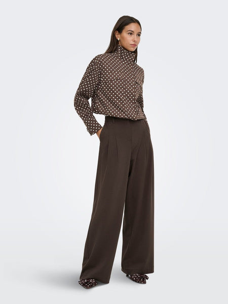JDY Funnel Neck Jacket In Brown Polkadot