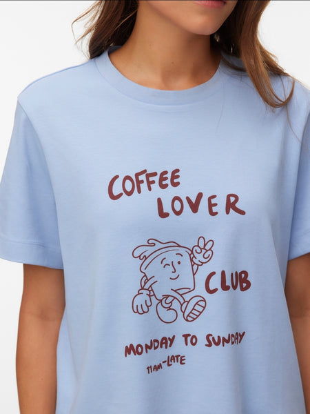 VM Coffee Lover Club Boxy Tshirt In Blue