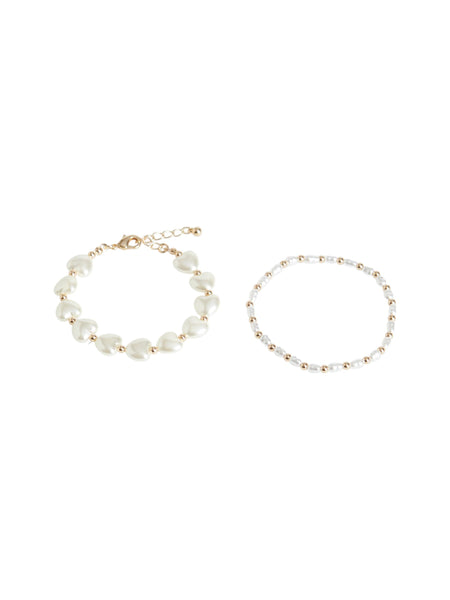 Vila 2 Pack Gold Pearl Bracelet Set