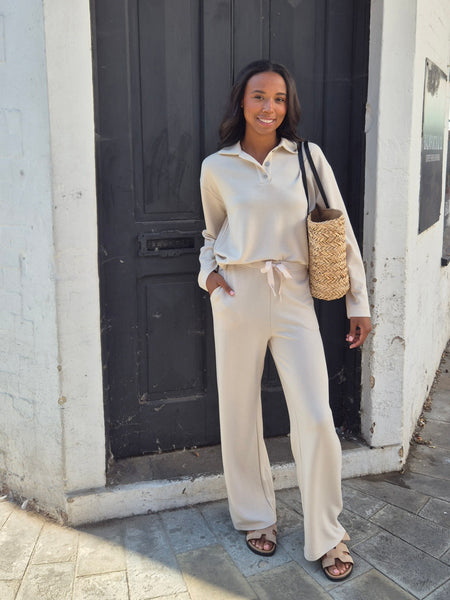 VM Long Sleeve Polo Top & Wide Leg Trouser Co-ord Set- Items Sold Separately