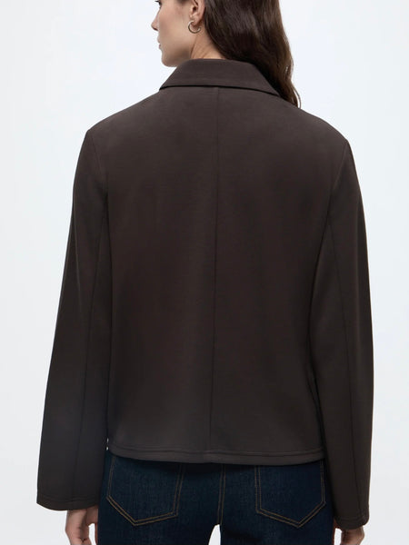 VM Lightweight Button Front Jacket In Chocolate Brown - Part of a Cord Set