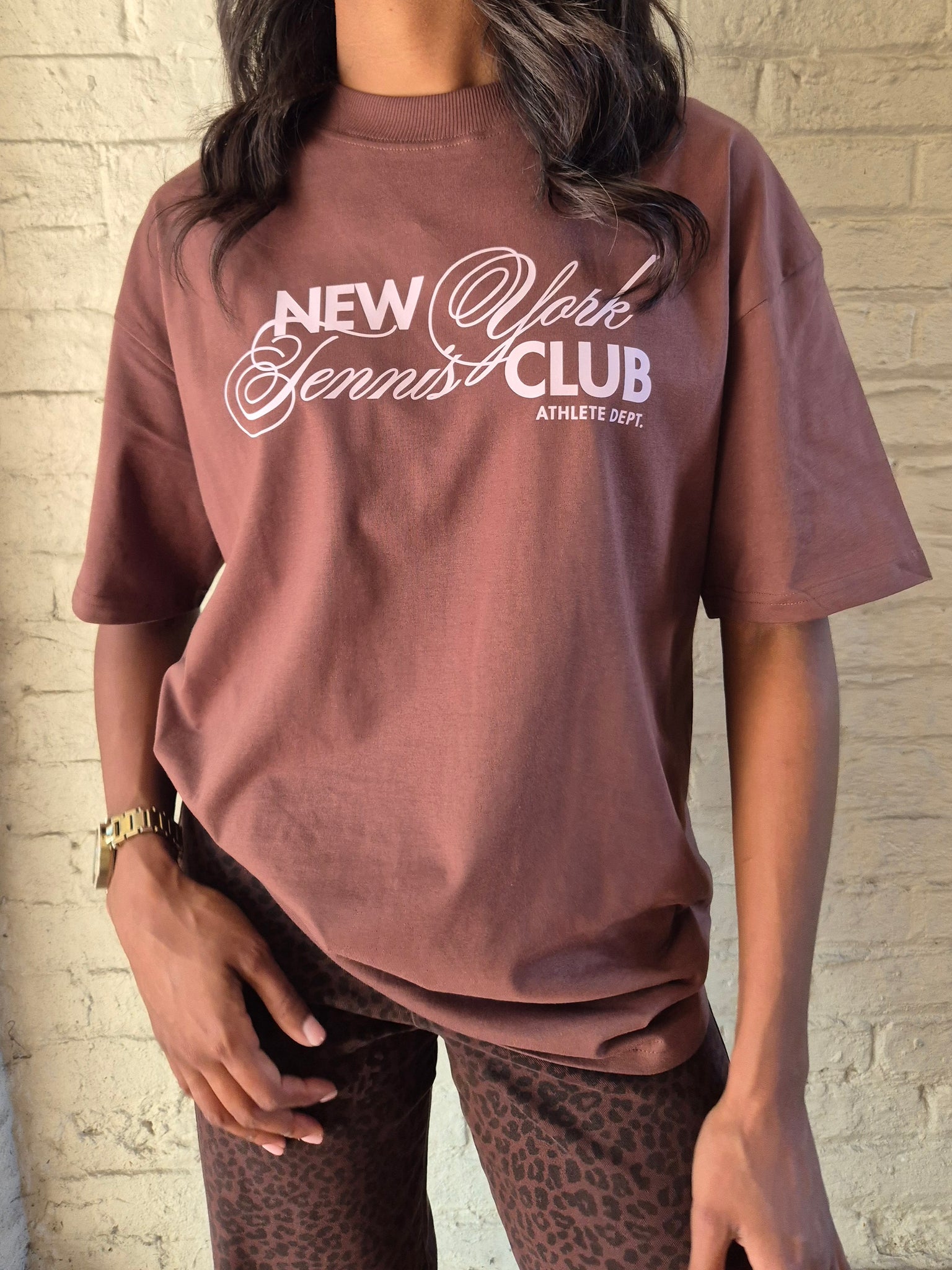 New York Tennis Club Oversized Tshirt In Brown