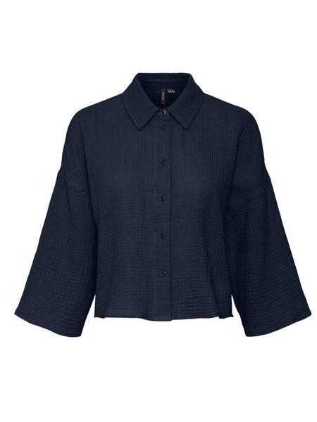 VM Navy Cheesecloth Shirt & Short Co-ord Set