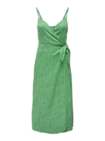 Only Strappy Sleeveless Green Wrap Dress