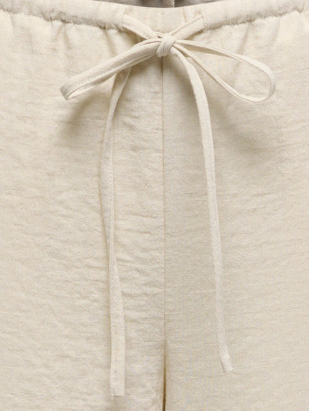 JDY Elasticated Waist Wide Leg Palazzo Trousers In Oatmeal