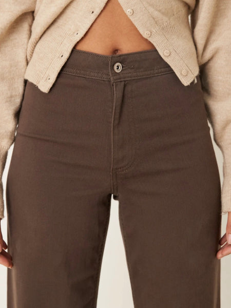 JDY Iris High Waist Wide Leg Jeans In Brown