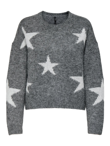 Only Star Knit Jumper In Grey