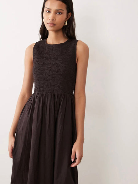 JDY Smock Midi Dress In Chocolate Brown