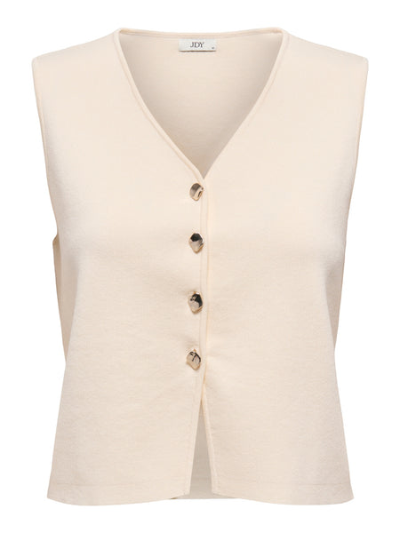 JDY Sleeveless Knitted Waistcoat In Cream
