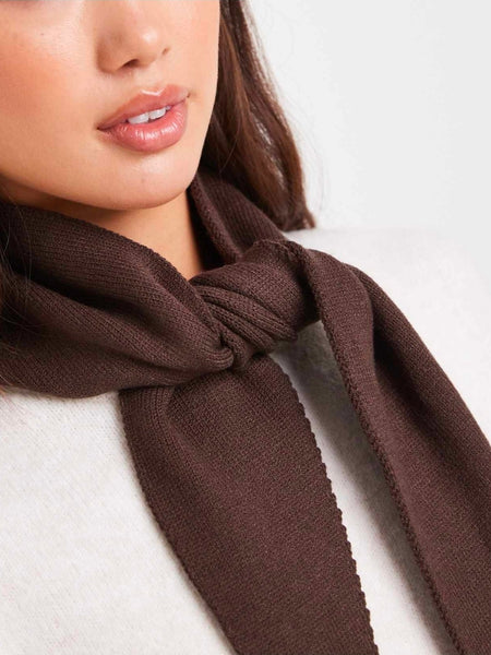 Pieces Triangular Fine Knit Neck Tie Scarf In Chocolate Brown