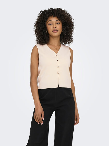 JDY Sleeveless Knitted Waistcoat In Cream