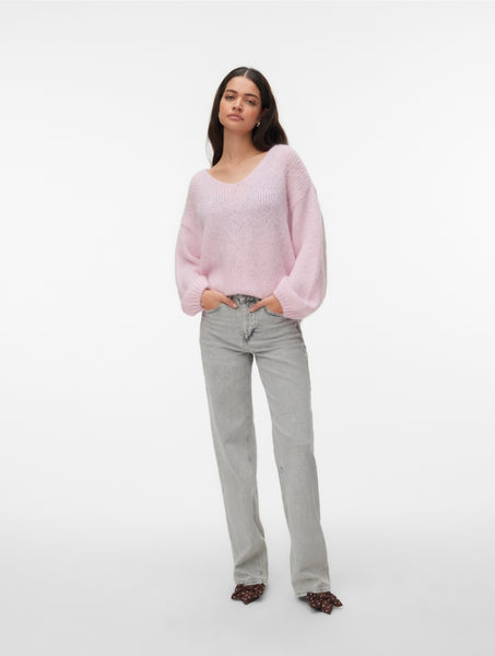 VM Slouchy Oversized 2Way Wear Knit Jumper In Pink