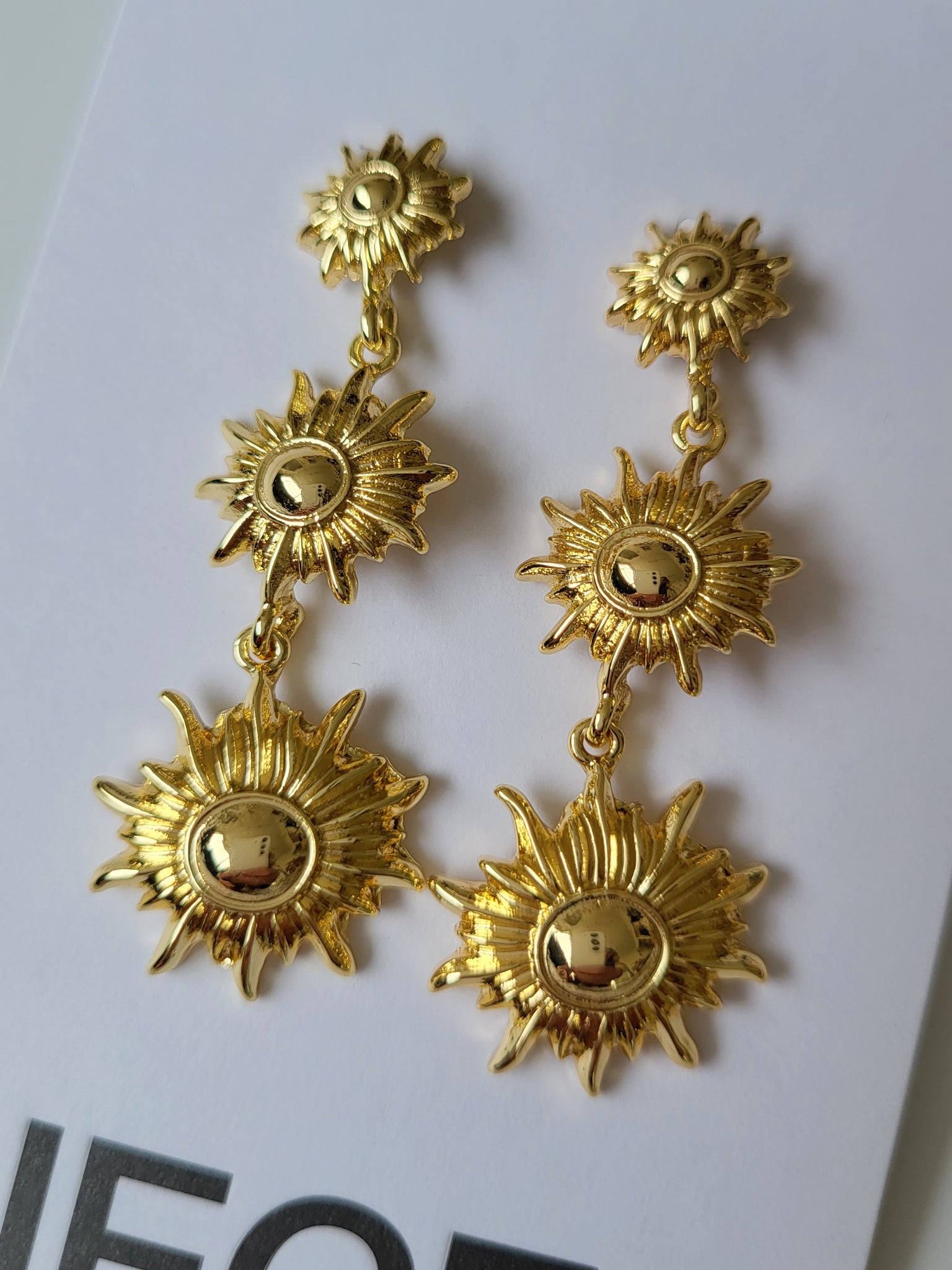 Pieces Gold Sun Drop Stud Earrings