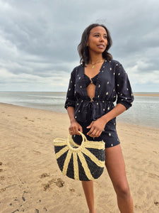 Only Black Cheesecloth Tie Front Shorts Co-ord Set
