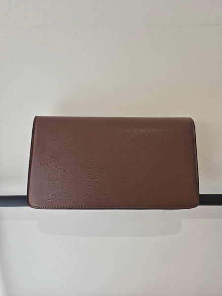 Tabby Faux Pebbled Leather Shoulder Bag In Chocolate Brown