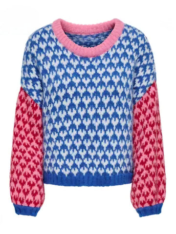 Only Chunky Knit Pattern Boxy Knit Jumper In Blue