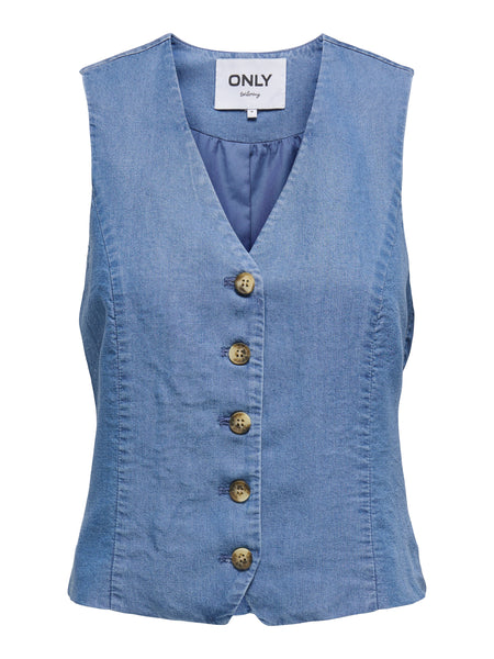 Only Chambray Blue Denim Waistcoat