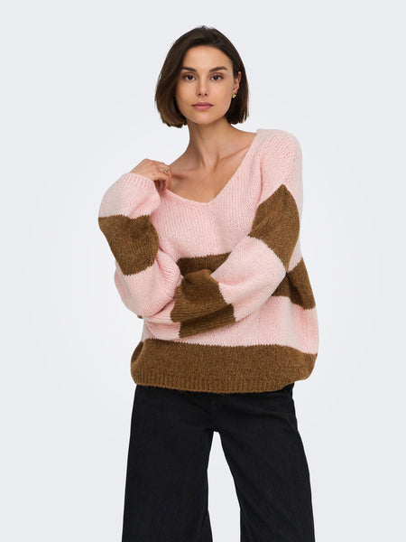 JDY Oversized Reversible Stripe Knitted Jumper