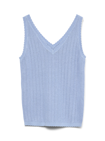 VM Knitted Tank Top With Scalloped Edge In Blue