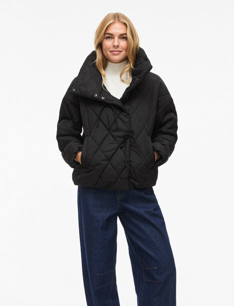 Vila Quilted Puffer Jacket in Black