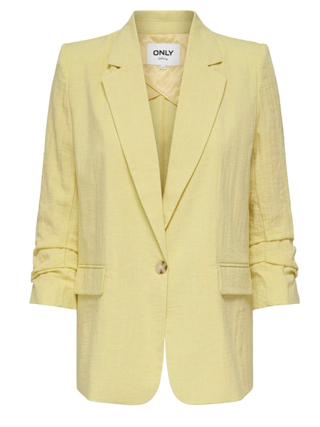 Only 3/4 Sleeve Oversized Linen Look Blazer In Lemon