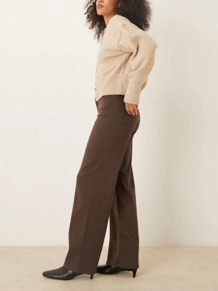 JDY Iris High Waist Wide Leg Jeans In Brown