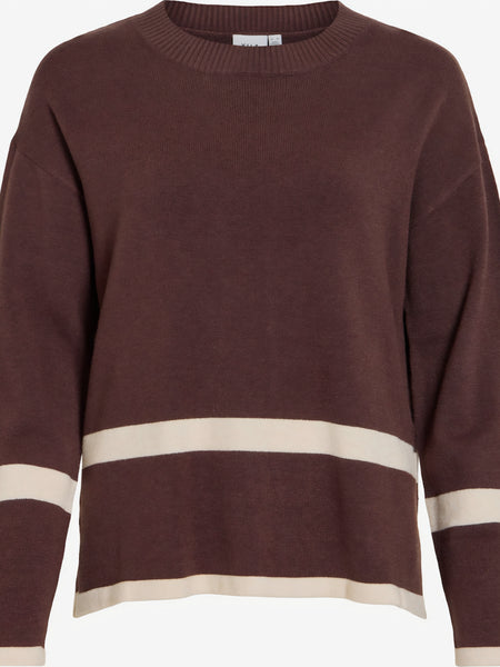 Vila Oversized Knitted Jumper In Brown
