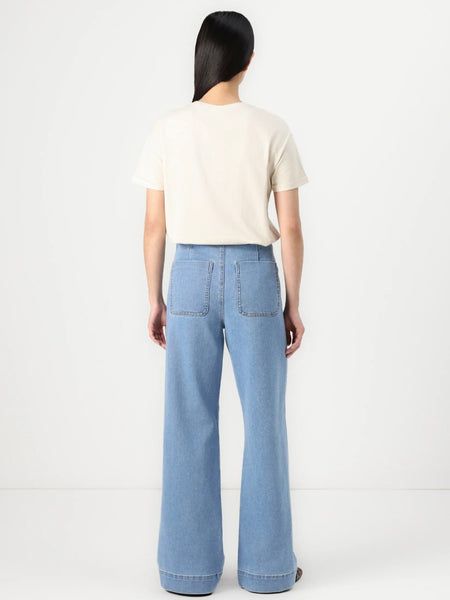 Only Madeline Pocket Front Wide Leg Jeans In Light Blue