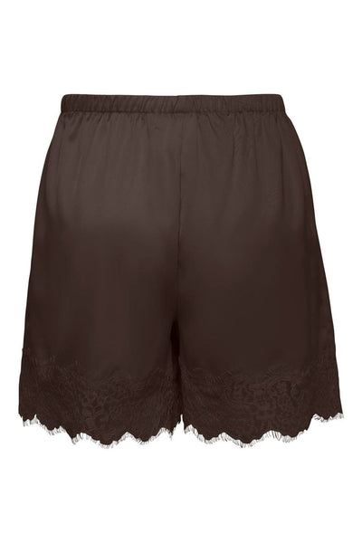 JDY Satin Lace Trim Shorts In Chocolate Brown
