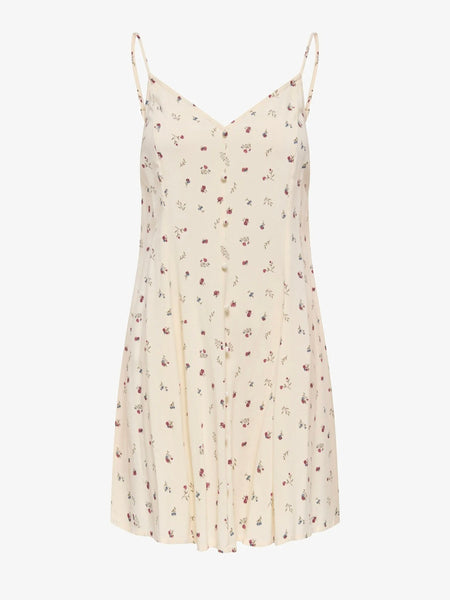 Only Sleeveless Floral Short Slip Dress With Button Detail