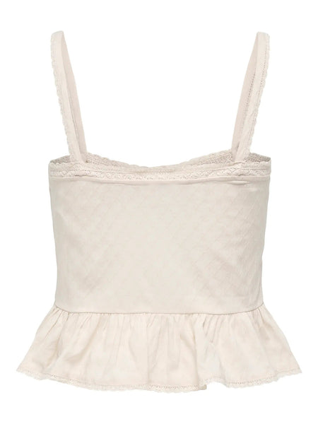 Only Embroidered Peplum Hem Button Front Top