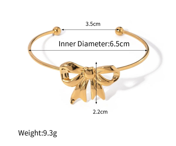 Gold Bow Stainless Steel Cuff Bangle