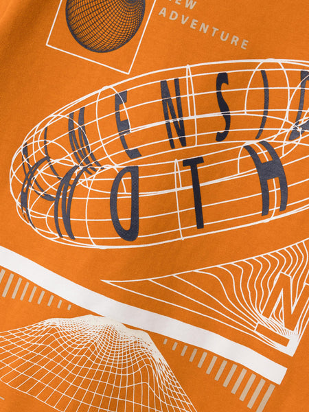 Boys Printed Back Tshirt In Orange