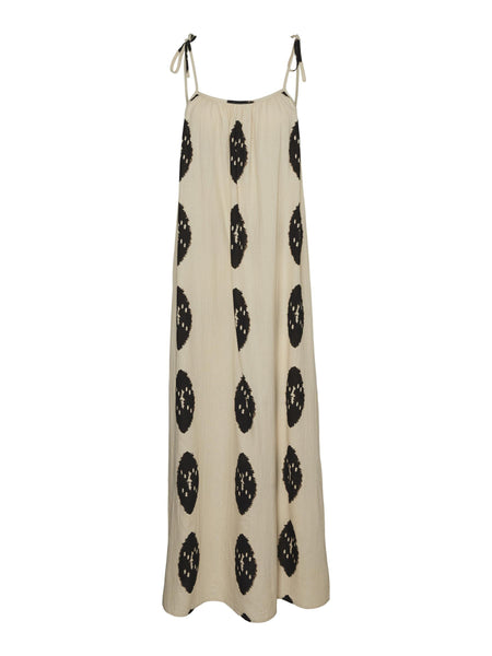 VM Strappy Beige & Black Long Sun Dress