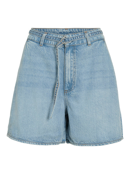 Vila High Waist Belted Denim Shorts
