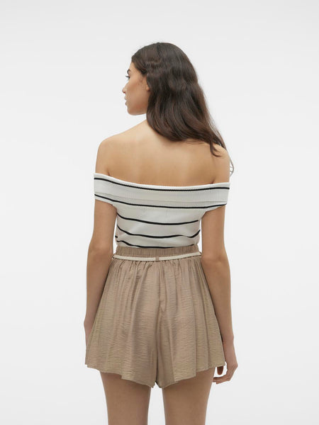 VM Black Stripe Off the Shoulder Ribbed Top