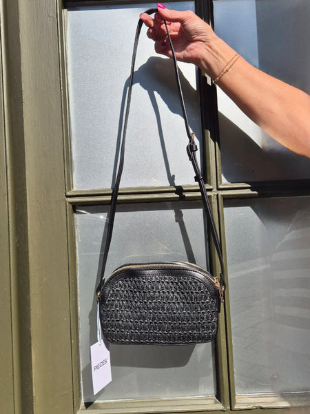Pieces Black Woven Crossbody Bag