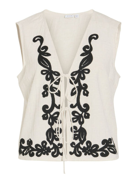Vila Tie Front Embroidered Waistcoat