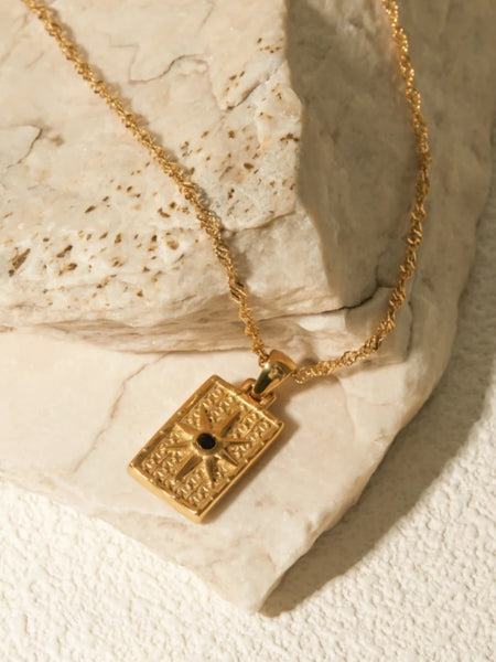 18k Gold Plated Stainless Steel Double-sided Star Pendant Necklace